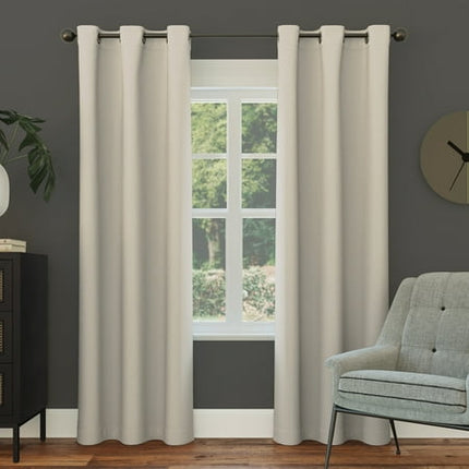 40"x84" Sun Zero Blackout Kenneth Energy Saving Grommet Curtain Panel Cream: Modern Noise Reducing Curtain Panel