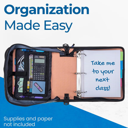 Case-it Mighty Zip Tab 3-Inch Zipper Binder with Expanding File
