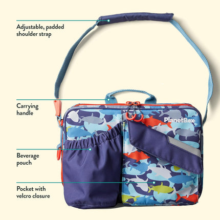 PlanetBox Insulated Lunch Bag Camo Shark Edition 12in