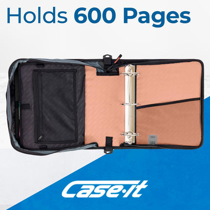 Case-it Mighty Zip Tab 3-Inch Zipper Binder with Expanding File
