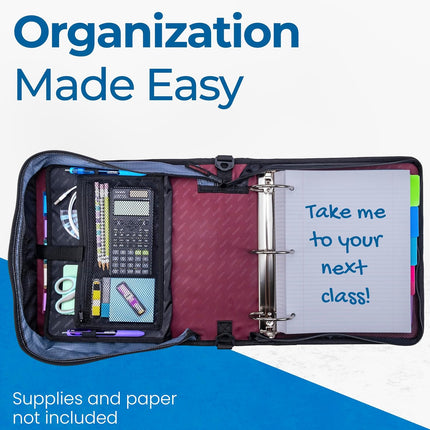 Case-it Mighty Zip Tab 3-Inch Zipper Binder and School Organizer