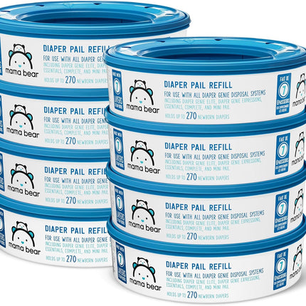 Mama Bear Diaper Pail Refills with Odor Control Unscented 1080 Count