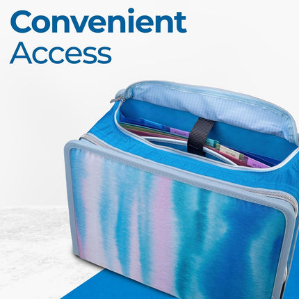 Case-it Mighty Zip Tab 3-Inch Zipper Binder Watercolor Sky Pattern