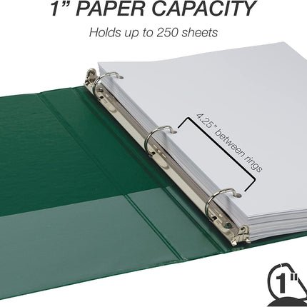 Samsill Durable 1 Inch Green D-Ring View Binder 4 Pack