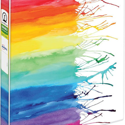 Avery Amy Tangerine Designer 1 Inch Watercolor Rainbow Binder