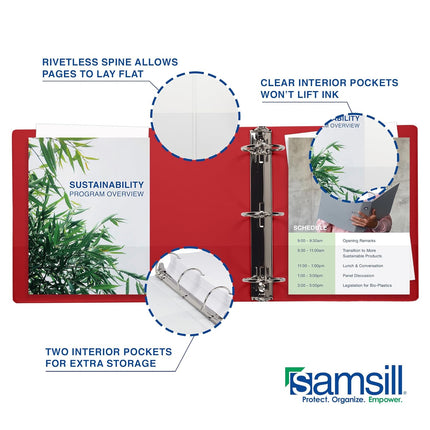 Samsill 1 Inch Economy View Binder Red 4 Pack