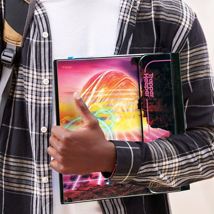 Mead Trapper Keeper 1 Inch Retro Binder with Folders Glow