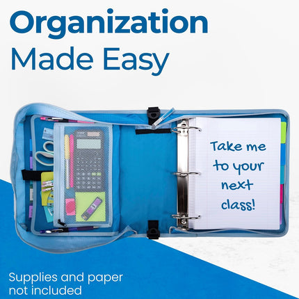 Case-it Mighty Zip Tab 3-Inch Zipper Binder Watercolor Sky Pattern