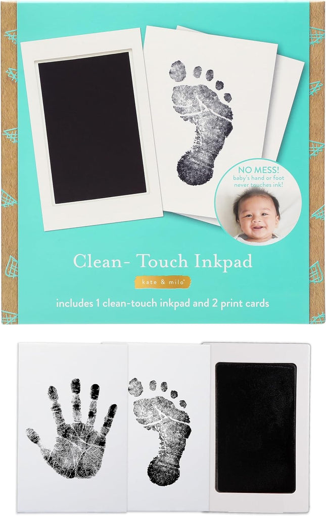 Kate & Milo Clean Touch Ink Pad, No Touch Ink Pad for Baby, Handprint and Footprint Makers, DIY Baby Keepsake, Newborn Babyprints Keepsake, Black Ink