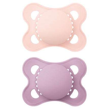 MAM Original Matte Baby Pacifiers, Binky for Girls 0-6 Months, BPA-Free Silicone Nipple, Easy to Clean, Best for Newborn Babies, Developed with Medical Experts, 2 Count Binkies with Sterilizer Case Pink