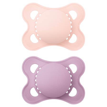 MAM Original Matte Baby Pacifiers, Binky for Girls 0-6 Months, BPA-Free Silicone Nipple, Easy to Clean, Best for Newborn Babies, Developed with Medical Experts, 2 Count Binkies with Sterilizer Case Pink