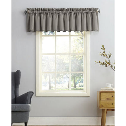 54"x18" Sun Zero Room Darkening Seymour Rod Pocket Curtain Valance Gray: Window Valance for All Ages