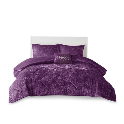 Intelligent Design Felicia Crushed Velvet Comforter Set Full/Queen Purple