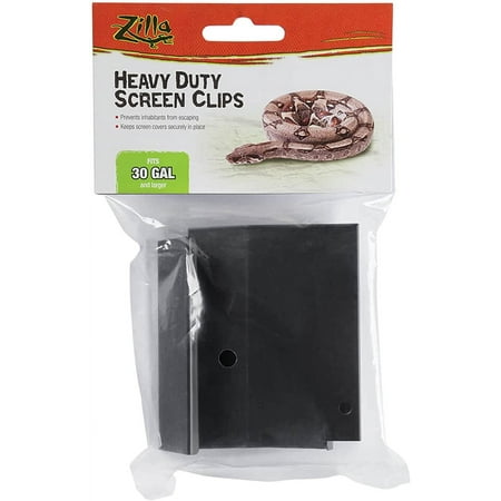 Zilla Heavy Duty Screen Clips, Secures Screen Covers to Terrarium, Fits Size 30G and Larger, 2 pack, Large