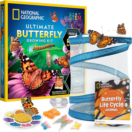 National Geographic Ultimate Butterfly Kit: Grow Live Butterflies, STEM Learning Habitat