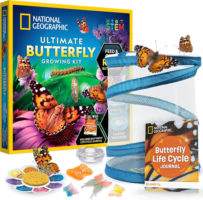 National Geographic Ultimate Butterfly Kit: Grow Live Butterflies, STEM Learning Habitat