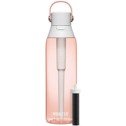 Brita Insulated Filtered Water Bottle with Straw, Reusable, Christmas Gift and Stocking Stuffer For Men and Women, BPA Free Plastic, Blush, 26 Ounce Blush