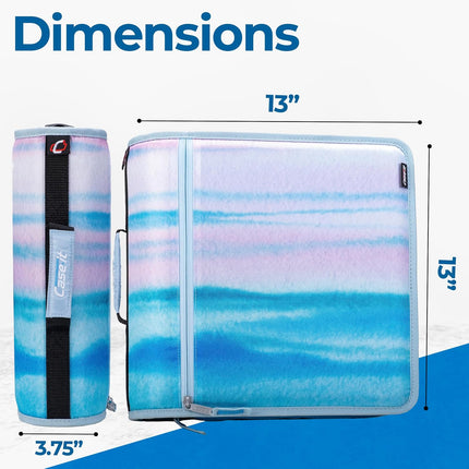 Case-it Mighty Zip Tab 3-Inch Zipper Binder Watercolor Sky Pattern
