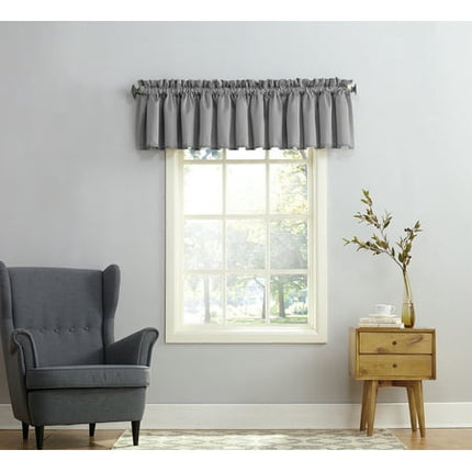 54"x18" Sun Zero Room Darkening Seymour Rod Pocket Curtain Valance Gray: Window Valance for All Ages