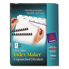 Avery 3-Tab Unpunched Dividers for Use with Any Binding System, Easy Print & Apply Clear Label Strip, Index Maker Customizable White Tabs, 25 Sets (11442)