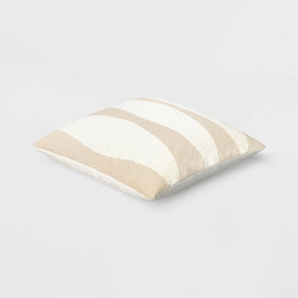 Threshold Cotton Woven Modern Square Throw Pillow Beige Ivory 18in