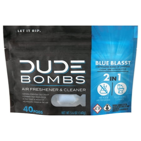 DUDE Bombs - Toilet Stank Eliminator - 1 Pack, 40 Pods - Fresh Scent 2-in-1 Stank Eliminator + Toilet Bowl Freshener - Refreshing Blend of Lavender, Cedar, Lime, and Eucalyptus