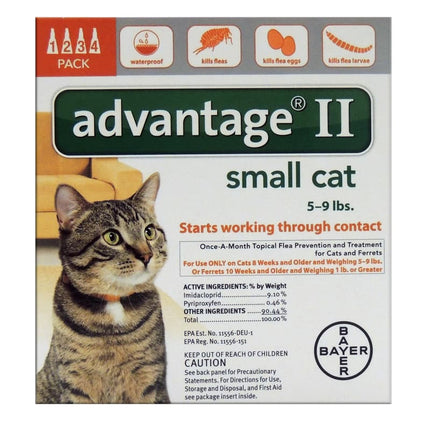 Advantage II Small Cat Vet-Recommended Flea Treatment & Prevention | Cats 5-9 lbs. | 4-Month Supply