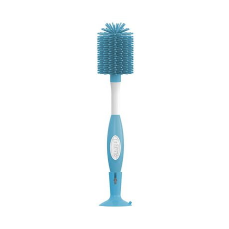 Dr. Brown's Soft Touch No Scratch Baby Bottle Cleaning Brush Nipple Cleaner with Stand and Storage Clip, BPA Free, Blue 1-Pack Brown