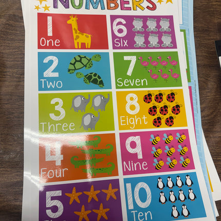 16 Laminated Educational Classroom Posters for Kindergarten and Preschool Learning