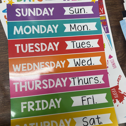 16 Laminated Educational Classroom Posters for Kindergarten and Preschool Learning