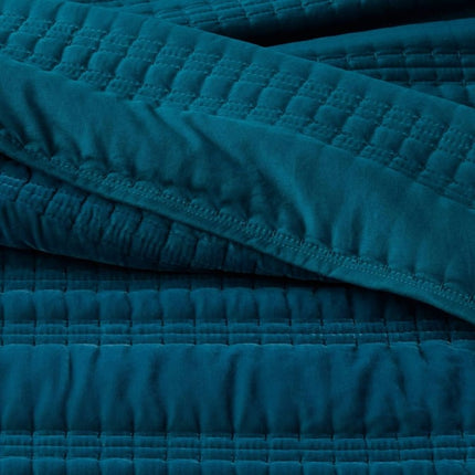 Full/Queen Lofty Velvet Quilt Dark Teal Blue - Threshold: Machine Washable, OEKO-TEX Certified, Polyester Fill
