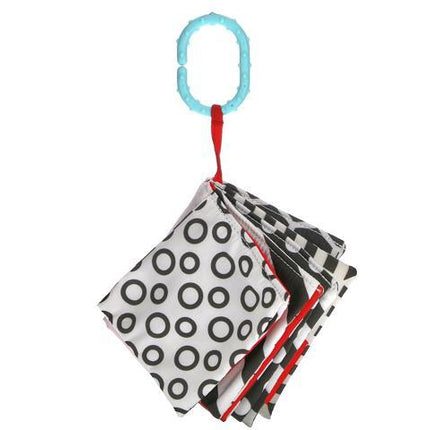 Sassy Peek-a-Boo Activity Book with Attachable Link for On-The-Go Travel, Sensory Play, Black & White, Ages 0+ Months Black