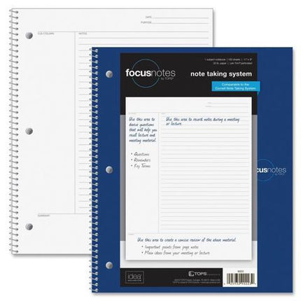 Oxford FocusNotes Note Taking System 1-Subject Notebook, 11 x 9 Inches, White, 100 Sheets (90223) - Black