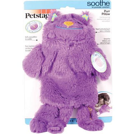 Catstages Purr Pillow Kitty Calming Cat Toy with Touch-Activated Purring and Soft Plush, Purple - Helps Reduce Stress & Provide Anxiety Relief for Cats