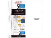 Five Star Spiral Notebook + Study App, 5 Subject, College Ruled Paper, 8-1/2" x 11", 200 Sheets, Fights Ink Bleed, Water Resistant Cover, White (72460)