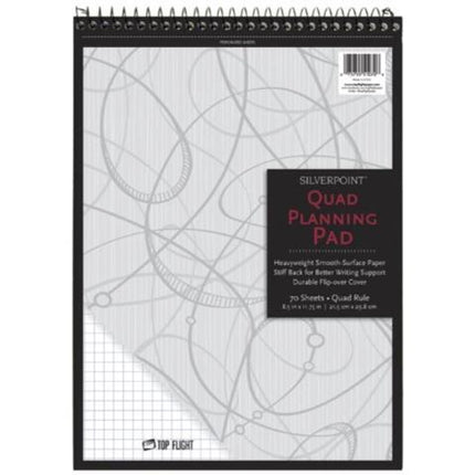 Silverpoint Top Wire Pad, Heavy Back, Quadrille Rule, 8.5 x 11.75 Inches, 70 Sheets, Protective Cover, Blue/Black (51070)