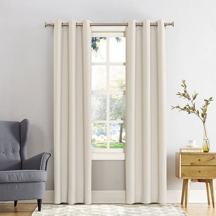 40"x95" Sun Zero Blackout Kenneth Energy Saving Grommet Curtain Panel Cream: Modern Noise Reduction, Thermal Insulated