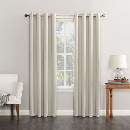 54"x95" Sun Zero Blackout Kenneth Energy Saving Grommet Curtain Panel Cream: Modern Solid Indoor Curtain Panel