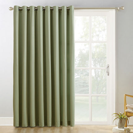 100"x84" Sun Zero Blackout Kenneth Extra-Wide Grommet Sliding Patio Door Curtain Panel Sage Green: Energy Efficient, Noise Reduction