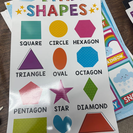 16 Laminated Educational Classroom Posters for Kindergarten and Preschool Learning