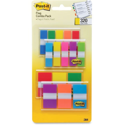 Post-it Flags Combo Pack, 4 On-The-Go Dispensers/Pack, 120 .94 in Wide and 200 .47 in Wide Flags, Assorted Colors (683-XL1)