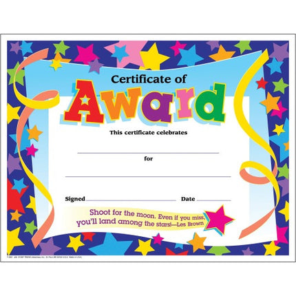 Trend Enterprises Certificate of Award Colorful Classics Certificates, 8.5 x 11 Inches - 30 Piece, (T-2951)