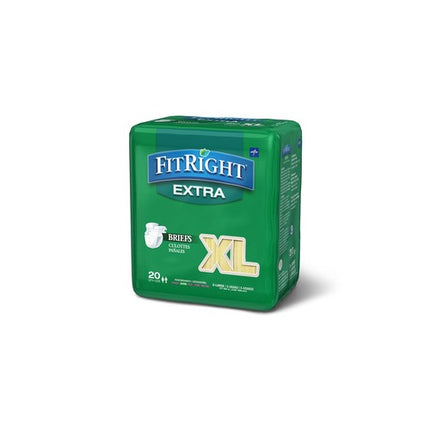 FitRight OptiFit Extra Adult Briefs with Tabs, Unisex, X-Large (56-64 Inches), Moderate Absorbency, Comfortable and Protective, Ideal for Medical Patients, Hospitals, Nursing Homes, Pack of 20