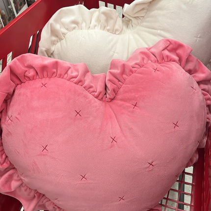 Threshold Oversized Heart Velvet Pillow With Faux Shearling Reverse Pink/Ivory
