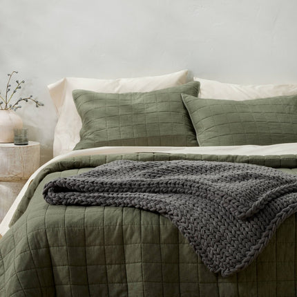 50"x70" Oversized Solid Bed Throw Dark Gray - Casaluna: Acrylic, Knitted, Reversible, Machine Washable