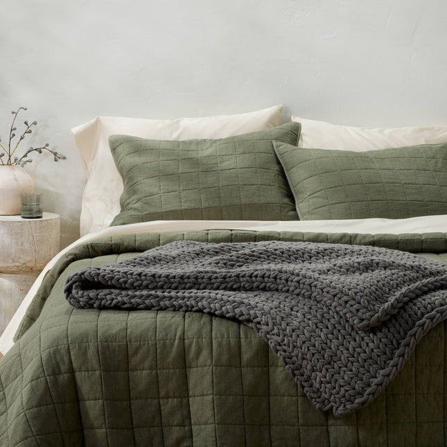 50"x70" Oversized Solid Bed Throw Dark Gray - Casaluna: Acrylic, Knitted, Reversible, Machine Washable