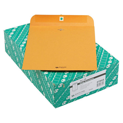 Quality Park 10 x 12 Clasp Envelopes with Clasp Closure and Gummed Seal, Great for Filing, Storing or Mailing Documents, 28 lb Brown Kraft, 100 per Box (QUA37895)
