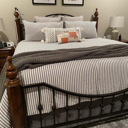 Threshold Wrinkle-Resistant Cotton Bed Skirt Full Gray 15in Drop