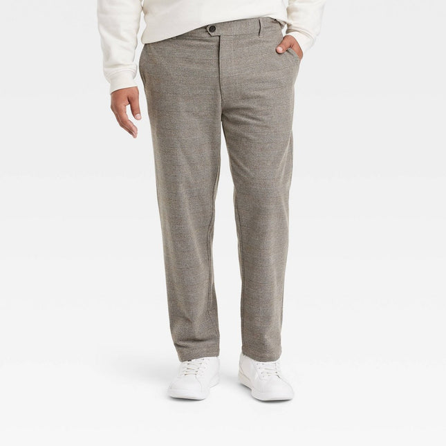 Houston White Adult Straight Plaid Suit Pants - Brown XL: Midweight Woven Fabric, Regular Rise, Fly Button Closure