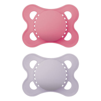 MAM Original Matte Baby Pacifiers, Binky for Girls 0-6 Months, BPA-Free Silicone Nipple, Easy to Clean, Best for Newborn Babies, Developed with Medical Experts, 2 Count Binkies with Sterilizer Case Pink